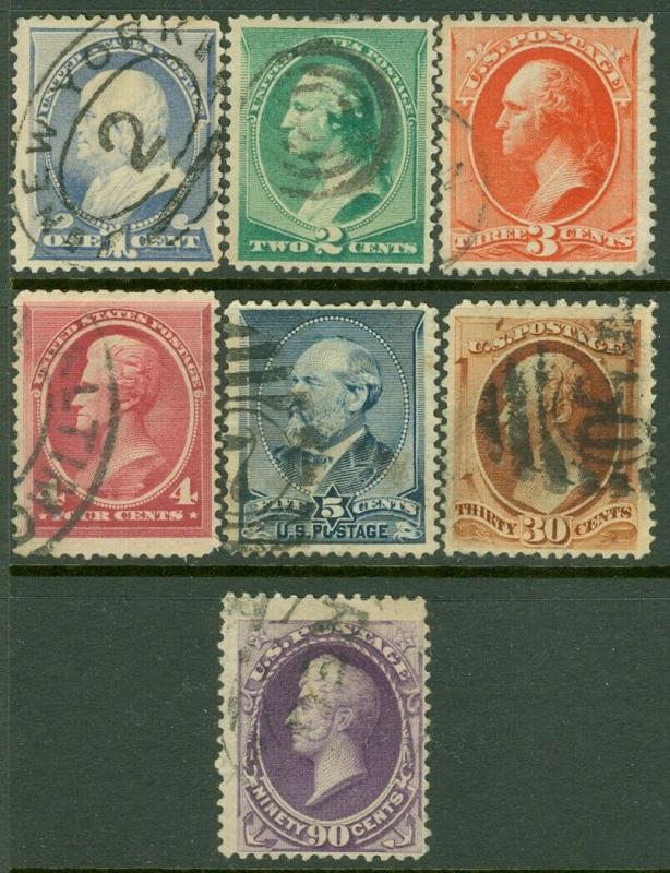 EDW1949SELL : USA 1887 Scott #212-18 Fine-Very Fine, Used. Catalog $410.00.