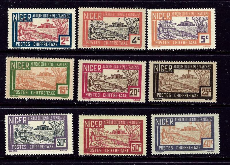 Niger J9-18 MH 1927 partial set of postage dues