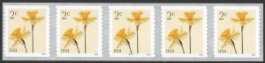 NEW ISSUE: 2¢ Daffodils Coil Plate Strip of Five: #B11111 (2024) SA