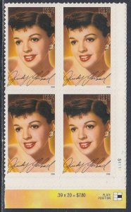 Scott 4077 MNH LR Pl Blk S1 - Judy Garland