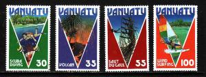 Vanuatu-Sc#410-13- id7-unused NH set-Water Sports-Scuba diving-1986-