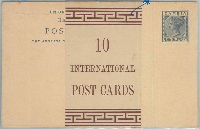 77287 - GAMBIA -  STATIONERY CARD  H & G # 1 - block of 5 with ORIGINAL BAND! 