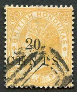 British Honduras SG29 20 cents on 6d Yellow fine used 