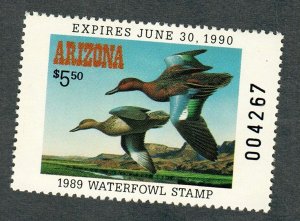 AZ3 Arizona #3 MNH State Waterfowl Duck Stamp - 1989 Cinnamon Teal