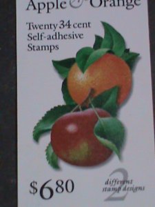 ​UNITED STATES STAMP:2001-SC#3492b APPLE & ORANGE-BOOKLET OF 20 STAMPS