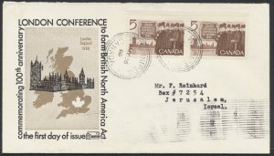 1966 #448 London Conference FDC, Pair, Harford Cachet, Winnipeg to Israel