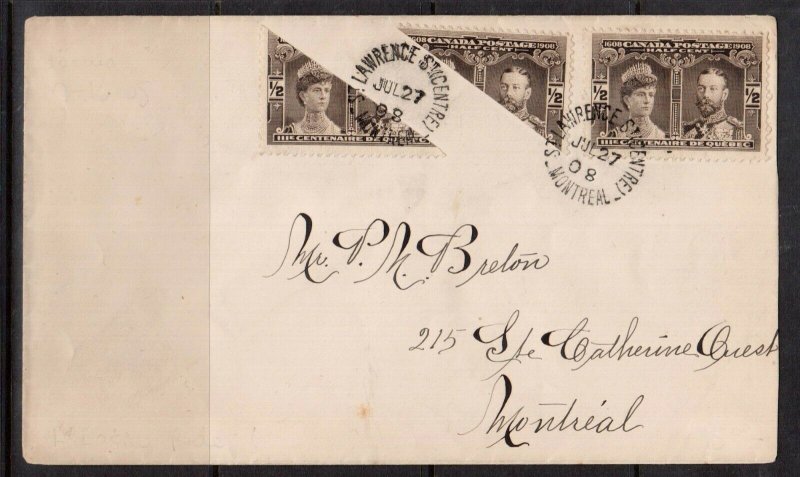 Canada #96 Used Double Bisect Cover To Montreal