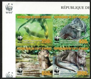 Ivory Coast WWF Speckle-throated Otter 4v Imperf ERROR 2005 MNH MI#1349-1352B