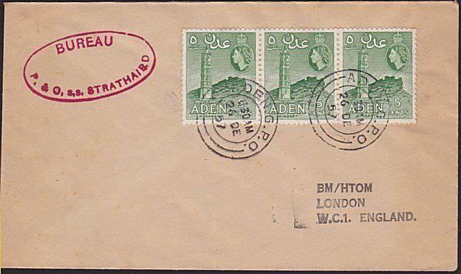 ADEN 1957 Ship cover - P & O - SS STRATHAIRD...............................6607