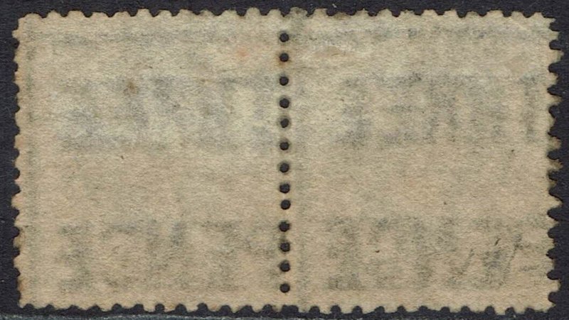 VICTORIA 1860 QV EMBLEMS 2D PAIR WMK 'THREE PENCE' USED