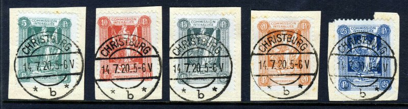 MARIENWERDER GERMANY 1920 Plebiscite Part Set to 25 pf ON PIECE SG 1 to SG 5 VFU