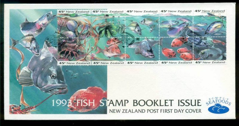 New Zealand 1993 Marine Life Booklet pane 10 FDC lot52815