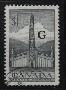 Canada 1951-53 used Sc O32 $1 Totem pole G overprint