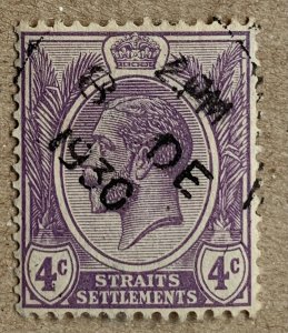 Straits Settlements 1924/5 KGV 4c deep violet, used. Scott 184, CV $0.25. SG 223