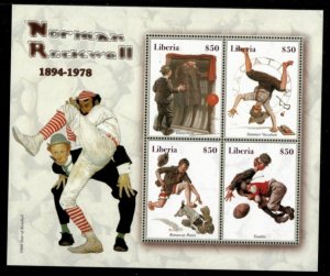 Liberia - 2005 - Norman Rockwell, Art - Sheet of 4 Stamps - Scott #2330 - MNH
