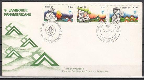 Brazil, Scott cat. 1730-1732. Pan American Scout Jamboree. First day cover.