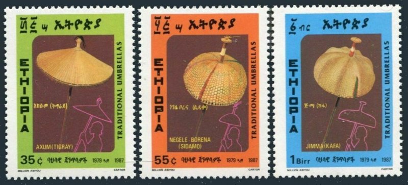 Ethiopia 1170-1172,MNH.Michel 1256-1258. Umbrellas 1987.