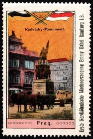 Vintage Czech Poster Stamp Total View Prague Radetzky Monument