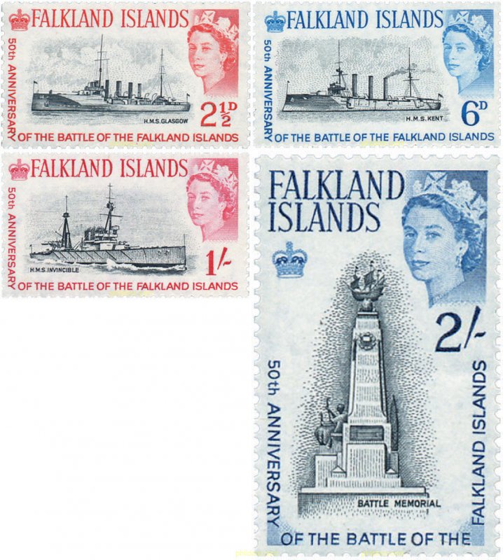 47163 MNH FALKLAND 1964 50 ANIVERSARIO DE LA BATALLA DE FALKLAND