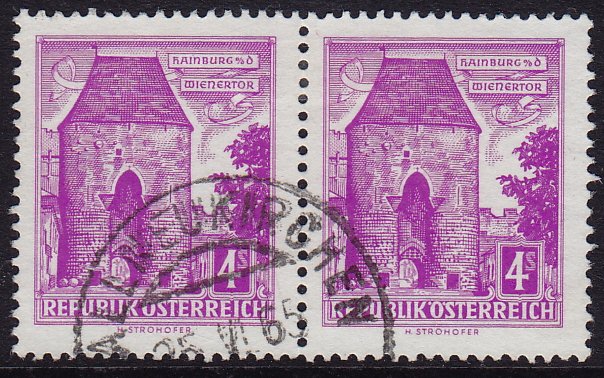 Austria - 1960 - Scott #627 - used pair - Hainburg