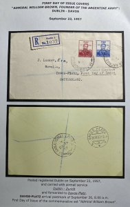 1957 Dublin Ireland Airmail First Day Cover FDC To Switzerland Admiral Brown