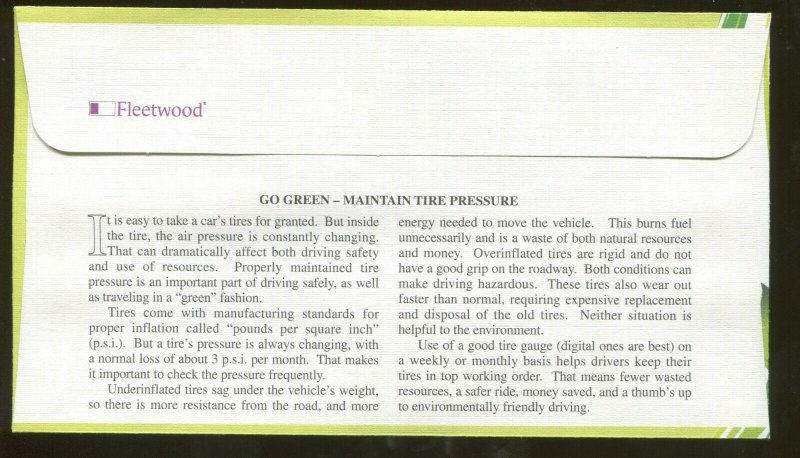 2011 Washington DC - Go Green - Maintain Tire Pressure - Fleetwood FDC