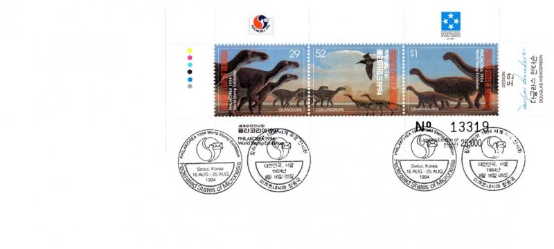 Micronesia, Worldwide First Day Cover, Dinosaurs