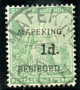 Cape Mafeking 1900 1d on ½d green (Type 2 surch) very fine used. SG 1. Sc 162.