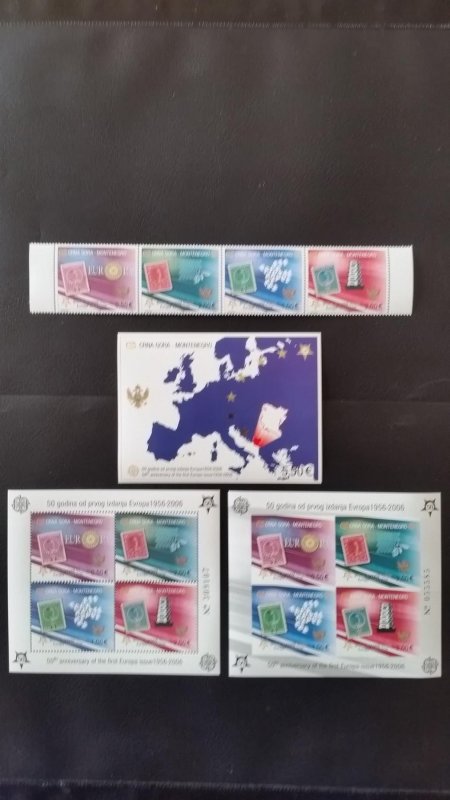 50th anniversary of EUROPA stamps - Montenegro complete 3x Bl + 1x set ** MNH