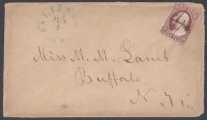 US 1850s SALISBURY CT TO BUFFALO NY FRANKED Sc 10 TYPE I OXIDIZED BROWNISH COLOR