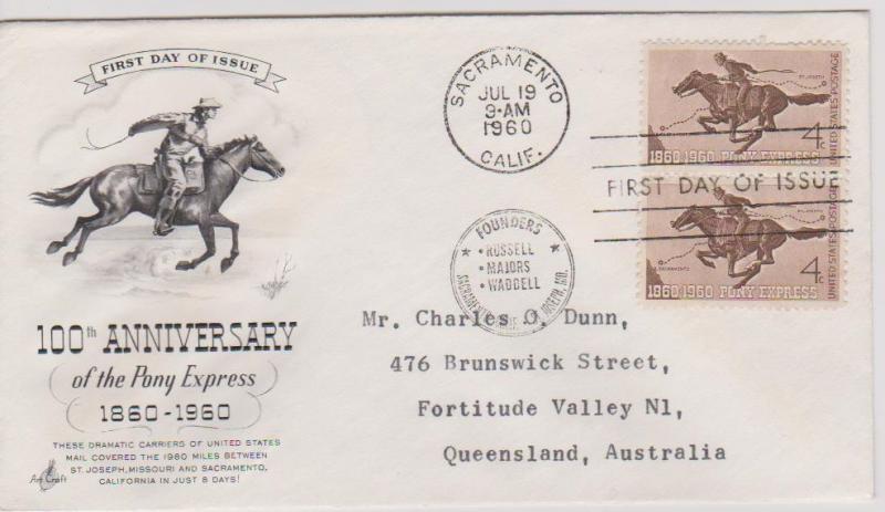 USA 1960 Pony Express Founders Cancel to Australia