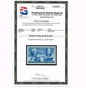 EXCEPTIONAL GENUINE SCOTT #947 MINT PRISTINE OG NH PSE CERT GRADED XF-SUPERB 95