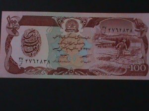 AFGHANISTAN-1979 BANK OF AFGHANISTAN $100 AFGHANIS-UN-CIRCULATED-VERY FINE