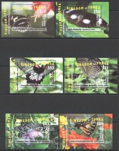 Sk5 2015,2016 Tonga ! Sale Butterflies !!! Michel 390 Euro 6Bl Mnh