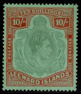 LEEWARD IS GVI SG113, 10s bluish green & dp red/green, NH MINT. Cat £200. CHALKY