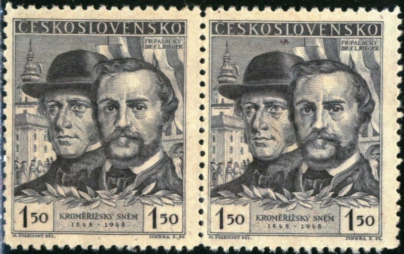 CZECHOSLOVAKIA - #355 - UNUSED PAIR NO GUM - 1948 - CZECH533NS18