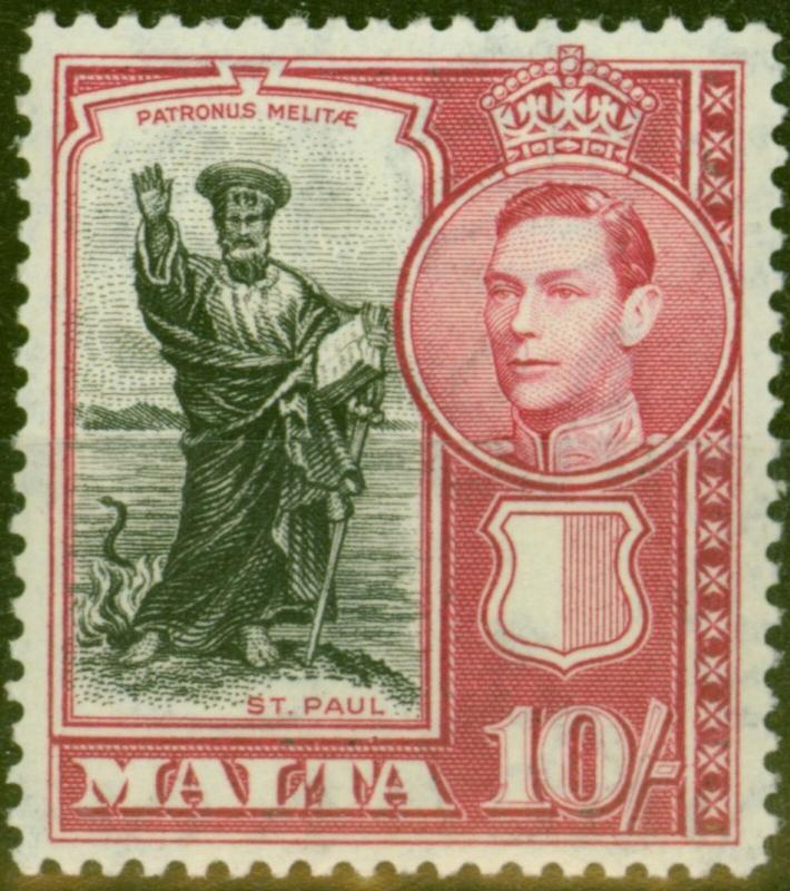 Malta 1938 10s Black & Carmine SG231 V.F MNH