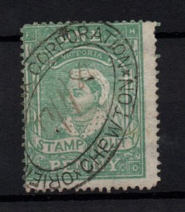 Australia Victoria 1884 1d green Stamp Duty SG253 used WS29207