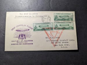 1933 USA LZ 127 Graf Zeppelin Airmail Cover to New York NY USA