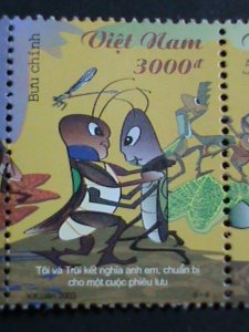 ​VIETNAM CARTOON STAMP-FAMOUS STORY-HARD WORKING ANTS FAMILY-STAMP MNH SET VF