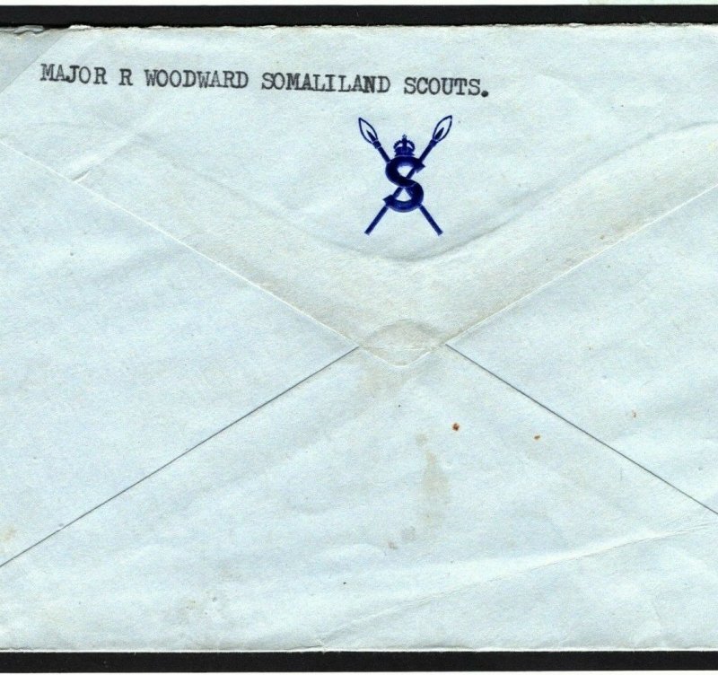 SOMALILAND SCOUTS Cover *CROWN/SPEARS* Military Crest KGVI Air Mail 1953 MC214