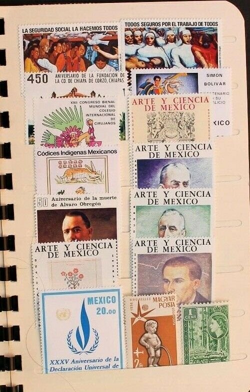 Wordwide Stamp Collection Lot of 113 MNH in Honor-Built Stock Book Album