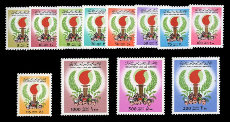 Libya #785-796 Cat$22.10, 1979 5d-1000d, complete set, never hinged