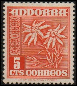 Andorra (Sp) 38 - Mint-H - 5c Edelweiss Flower (1953) (cv $1.10)
