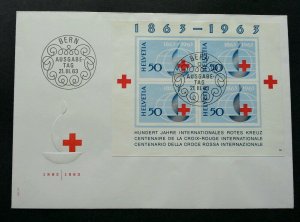 Switzerland Red Cross Centenary 1963 Crescent (miniature FDC) *imperf