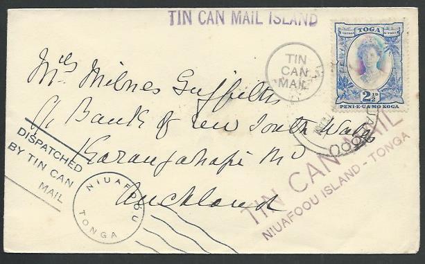 TONGA 1938 Tin Can Mail cover  :...........................................60903