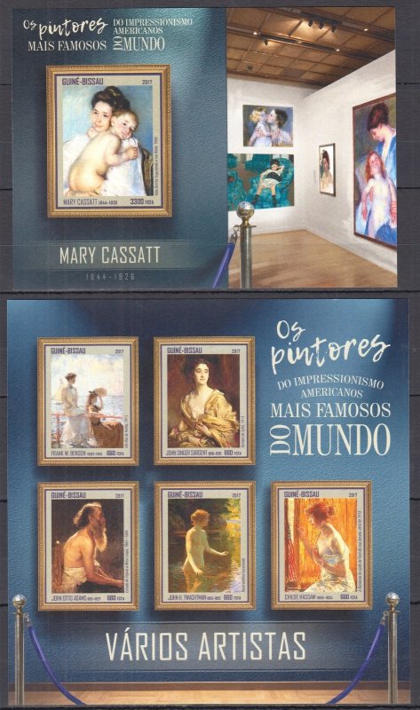 Dz0503 ! Imperf 2017 Guinea-Bissau Erotic Art Mary Cassatt #9296-0+Bl1605 Mnh