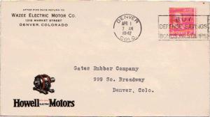 United States Colorado Denver 1942 machine  Bi-color Illustrated corner card ...