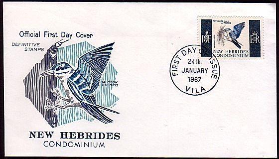 NEW HEBRIDES (Br) 1967 5f Bird commem FDC Vila cds ............36517