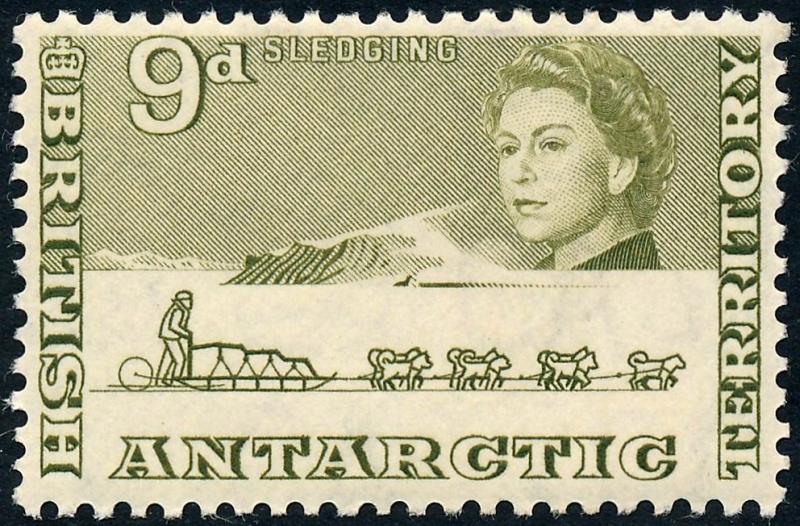 British Antarctic Territory 1963 9d Olive-Green SG9 MH